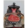 Image 2 : Vintage Western Parade Saddle in Black & Red Leather w/,Bridle & Breat Collar Pickup Only