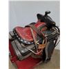 Image 3 : Vintage Western Parade Saddle in Black & Red Leather w/,Bridle & Breat Collar Pickup Only