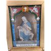Image 10 : Antique Catholic Last Rites Shadow Box/Home Altar Shrine with Accessories-13"x23"
