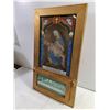 Image 2 : Antique Catholic Last Rites Shadow Box/Home Altar Shrine with Accessories-13"x23"