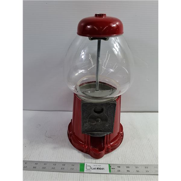 Vintage Carousel Gumball Machine-Red Metal Base and Clear Glass Globe
