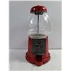 Image 2 : Vintage Carousel Gumball Machine-Red Metal Base and Clear Glass Globe