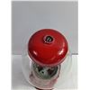 Image 6 : Vintage Carousel Gumball Machine-Red Metal Base and Clear Glass Globe