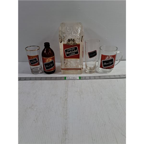 Vintage Black Label Beer Lot-Ice cube Bar Top Display,Glasses,Mug ,Stubby Bottle