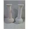 Image 4 : Vintage Milk Glass Lot-(2) Pairs of Vases and Oil Lamp
