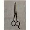Image 5 : Vintage Glass Comb Holder Jar and Pair of Silver Stainless Steel Hair-Cutting Shears