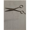 Image 6 : Vintage Glass Comb Holder Jar and Pair of Silver Stainless Steel Hair-Cutting Shears