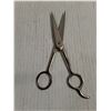 Image 7 : Vintage Glass Comb Holder Jar and Pair of Silver Stainless Steel Hair-Cutting Shears
