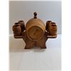 Image 4 : Vintage Hand-Carved Wooden Barrel Drink Dispenser Set with Matching Cups and Wooden Stand