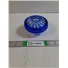 Image 1 : Cobalt Blue Cut-to-Clear Crystal Lidded Bowl