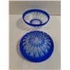 Image 3 : Cobalt Blue Cut-to-Clear Crystal Lidded Bowl