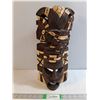 Image 1 : Hand Carved Two-Toned Woden Tribal Mask-Mayan or Aztec Warrior Art