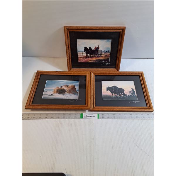 (3) Framed Prints by Jerry Doell Featuring Historical Prairie Scenes-11.5x9.5 