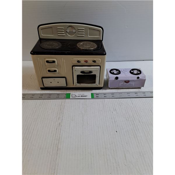(2) Vintage Tin Litho Toy Stove and Hot Plate