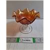 Image 1 : Marigold Carnival Glass Ruffled Compote Dish
