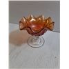 Image 2 : Marigold Carnival Glass Ruffled Compote Dish