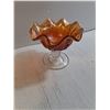Image 3 : Marigold Carnival Glass Ruffled Compote Dish