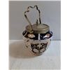Image 5 : Antique Porcelain Biscuit Barrel with Metal Swing Handle