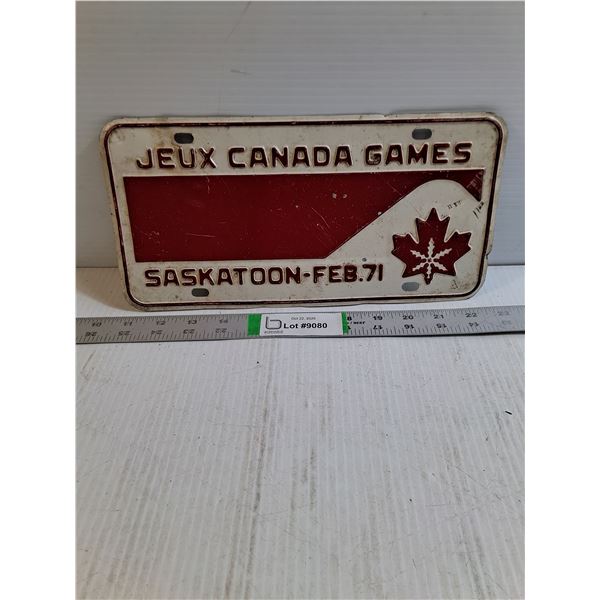 1971 Jeux Canada Games Souvenir License Plate