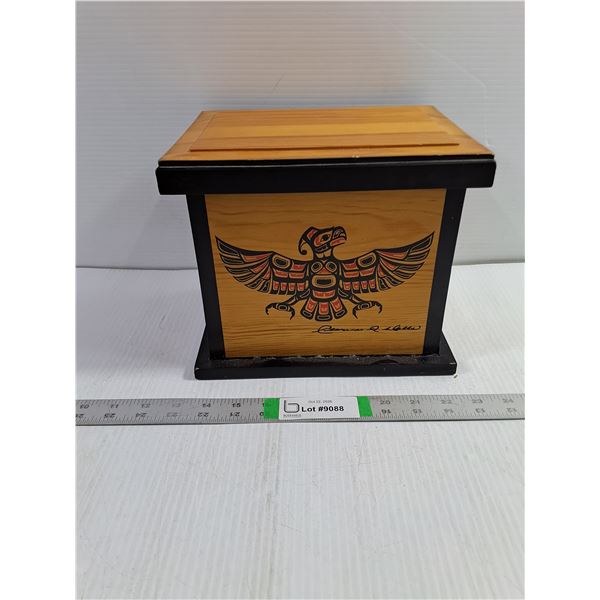 Vintage Wooden Keepsake/Storage Box Featuring Painted Northwest Coast First Nations Design