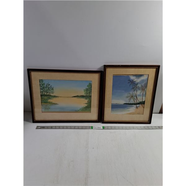 (2) Framed Watercolor Paintings-14 x16  and 18.5 x15 
