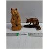 Image 1 : (2) Hand Carved Wooden Animal Figurines