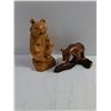Image 7 : (2) Hand Carved Wooden Animal Figurines