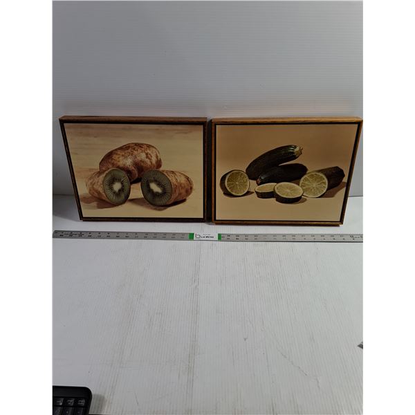 (2) Framed Photographic Prints of Kiwi Fruit and Zucchini-14 x11 