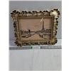 Image 1 : Framed Black-and-White Sketch of Parisian Cityscape with Eiffel Tower in Gold-Tone Frame