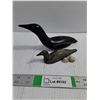 Image 1 : (2) Hand-Carved Black Stone Loon Sculpture