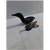 Image 2 : (2) Hand-Carved Black Stone Loon Sculpture