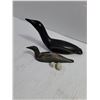 Image 3 : (2) Hand-Carved Black Stone Loon Sculpture