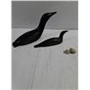 Image 4 : (2) Hand-Carved Black Stone Loon Sculpture