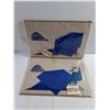 Image 2 : (2) Sets of Vintage Woven Textile Placemats and Matching Blue Napkins Featuring Indigenous Art