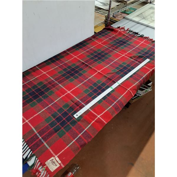 Vintage Kayso Wool Blanket in Red Frazier Plaid Tartan-52 x60 