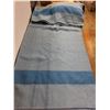 Image 4 : Light Blue Vintage Trapper Point Wool Blanket-Made in England for Eaton's of Canada-68"x80"