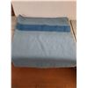 Image 5 : Light Blue Vintage Trapper Point Wool Blanket-Made in England for Eaton's of Canada-68"x80"