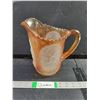 Image 1 : Vintage Carnival Glass Pitcher Opalescent to Marigold "Windmill Pattern"-7 3/4" Tall