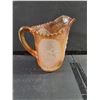 Image 3 : Vintage Carnival Glass Pitcher Opalescent to Marigold "Windmill Pattern"-7 3/4" Tall