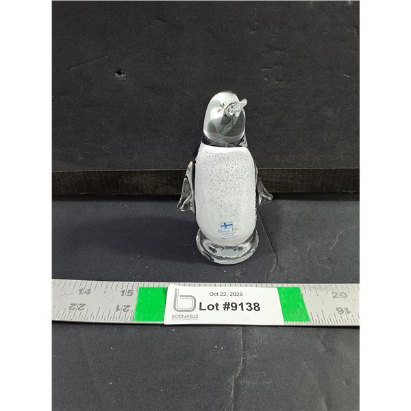 Bianca Blu Hand Blown Penguin-Made in Finland-5  Tall