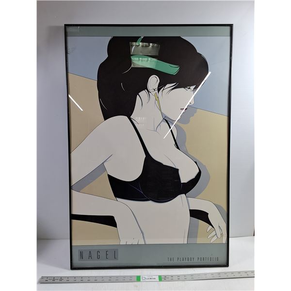 Framed Artwork Print From Playboy Portfolio Series-Artist Patrick Nagel-24 x36 -small crack in corne