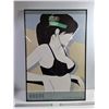 Image 1 : Framed Artwork Print From Playboy Portfolio Series-Artist Patrick Nagel-24"x36"-small crack in corne