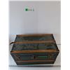 Image 3 : Green Wooden Steamer Trunk Chest 20 1/4" x 11 1/4" x 21 1/2" As-Is, Pickup Preferred