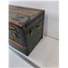 Image 4 : Green Wooden Steamer Trunk Chest 20 1/4" x 11 1/4" x 21 1/2" As-Is, Pickup Preferred