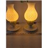Image 2 : (2) Vintage Hobnail Milk Glass Vintage Lamps Tested Works