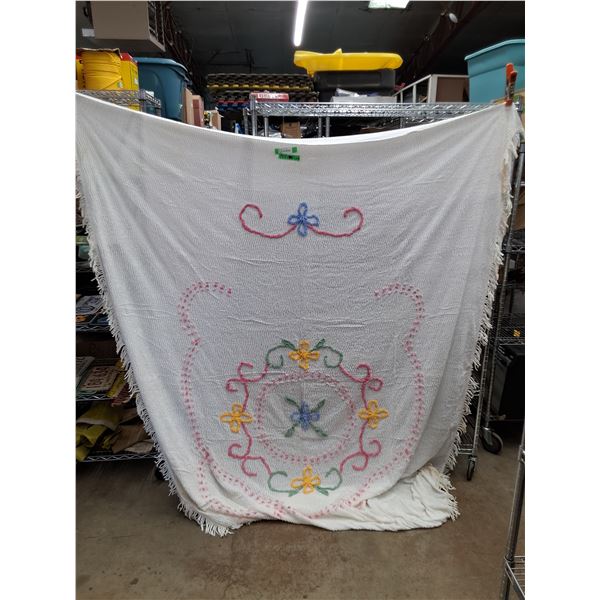 Vintage Chenille Bed Spread 74 1/4  x 90 