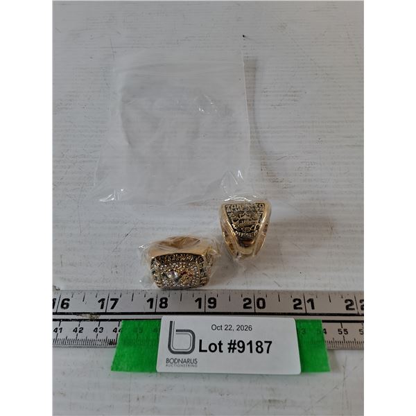 (2)?Size 11 Gold-Toned Toronto Blue Jay Championship Ring Replicas Cannot Authenticate