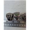 Image 5 : (4) Replica Championship Rings, (3) Chicago 2010, 2013, 2015, (1) Blackhawk 1963 Sizes 11, 10, 12