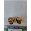 Image 2 : (2) Gold-Toned Replica NHL Hockey Championship Rings, Sizes 11 and 10 Maple Leaves