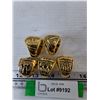 Image 3 : (5) Gold-Toned Replica NHL Hockey Oilers Championship Rings, (3) Sizes 11 and (2) 10